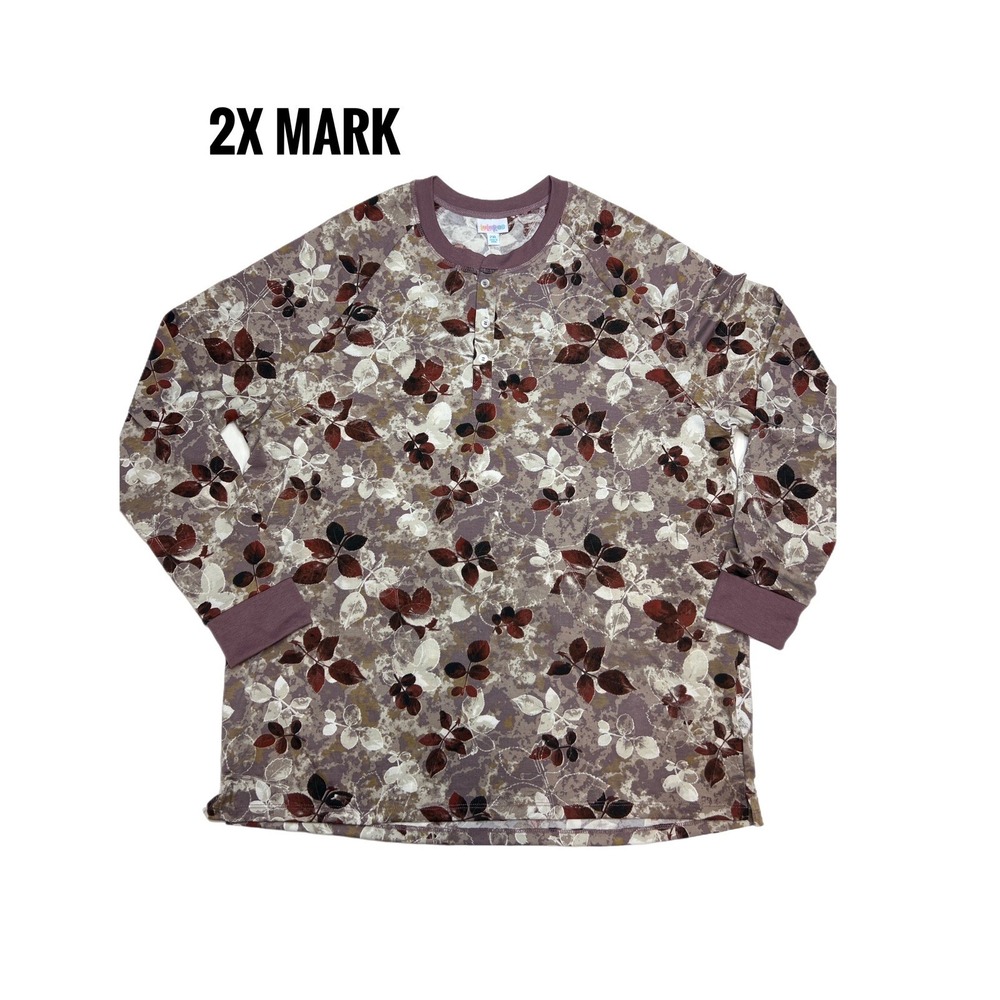2xl Lularoe Mark Henley Top Brown Floral Print Fits 22/24